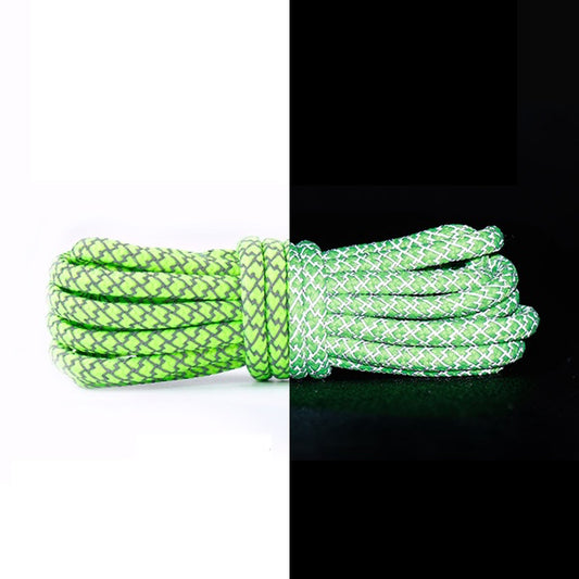 Round Reflective Green laces 100cm