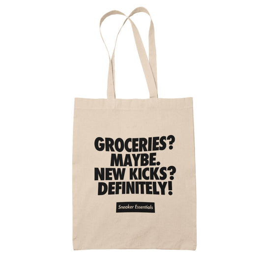 "Groceries OR Kicks" tote bag